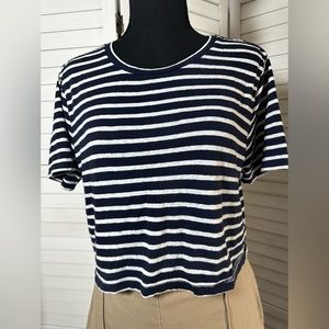 Women’s J Crew Navy & White Striped T-shirt. Size small
